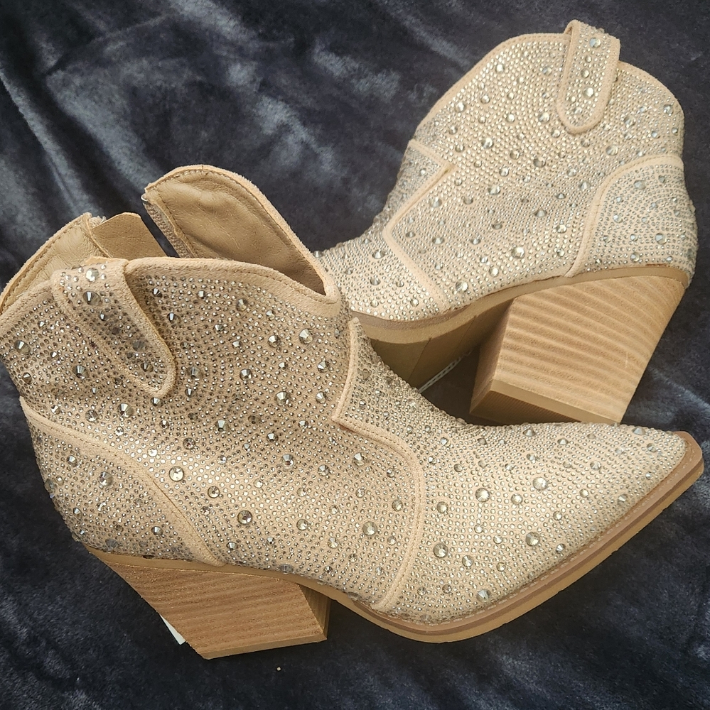 **New** Elegant Beige Studded Ankle Boots
